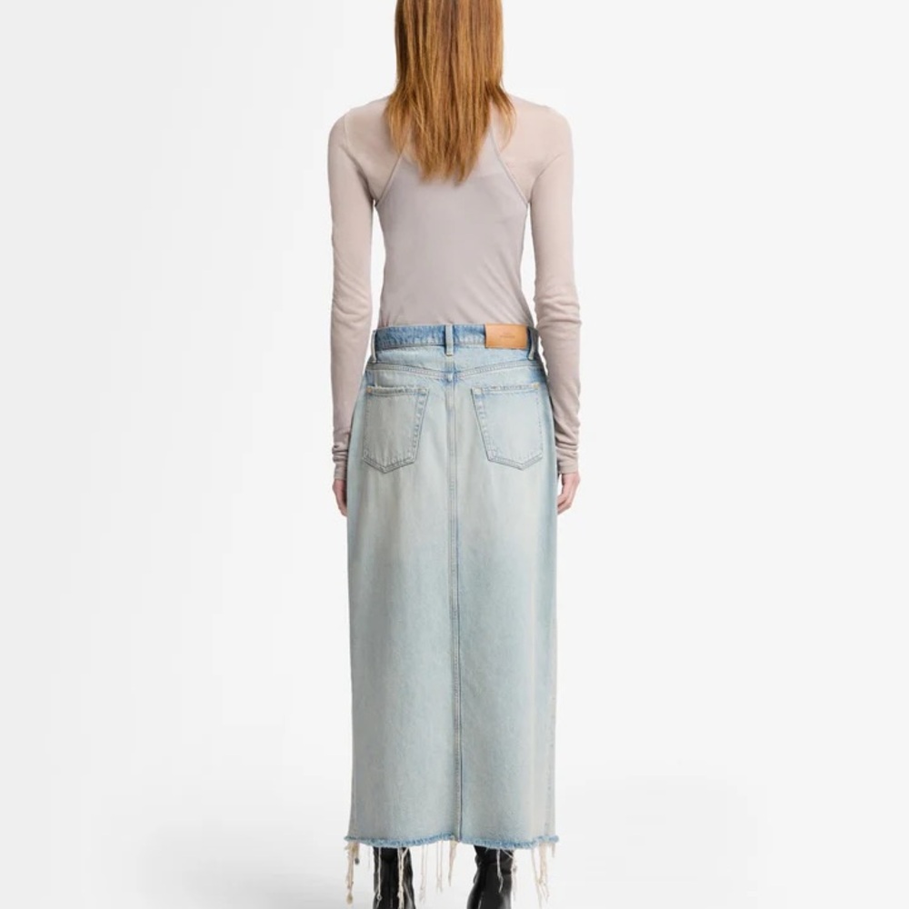 NWT For All Mankind Midi Denim Skirt Size 27 - Picture 3 of 10